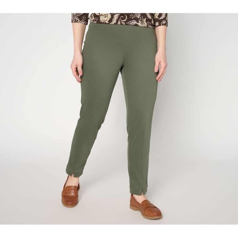 Denim & Co. Women's Pants Sz L Tall Comfy Knit Air Ankle Jeans w Green